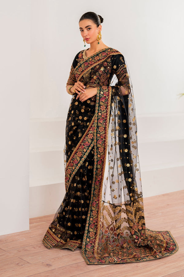  Baroque Embroidered Net UF-700 - Luxury Saree with Copper Tilla & Sequins
