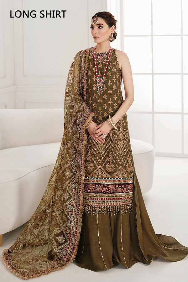 Embroidered Chiffon CH10-06 Dress with Gilded Detailing and Dupatta.
